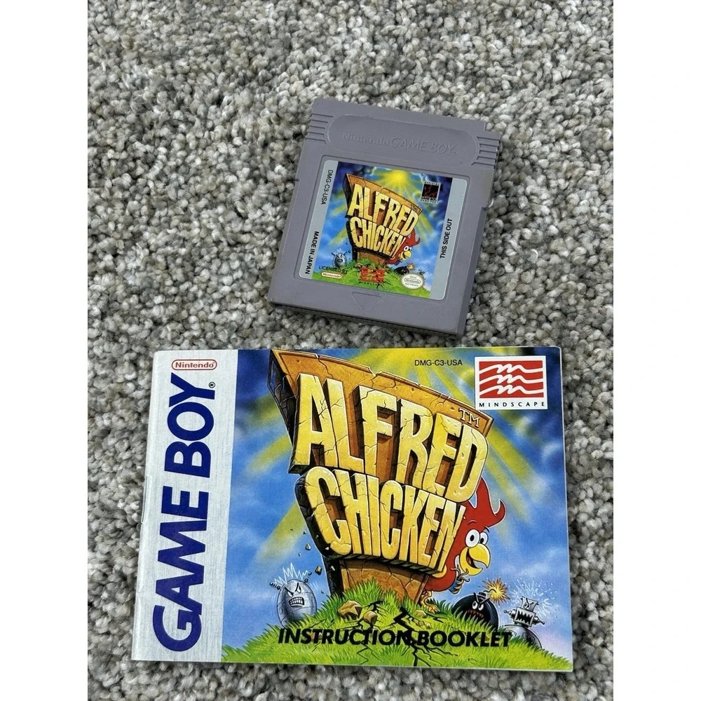 Gameboy Alfred Chicken Cartridge Nintendo Game‎ Manual Vintage